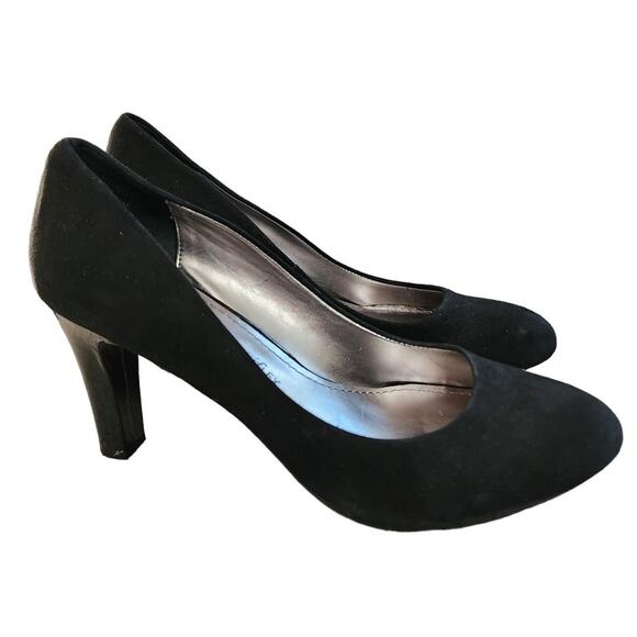 Anna Klein Suede-Like Black Chunky Heels 9M - Picture 1 of 7